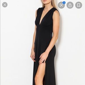 Veronica M side slit Black Maxi Dress